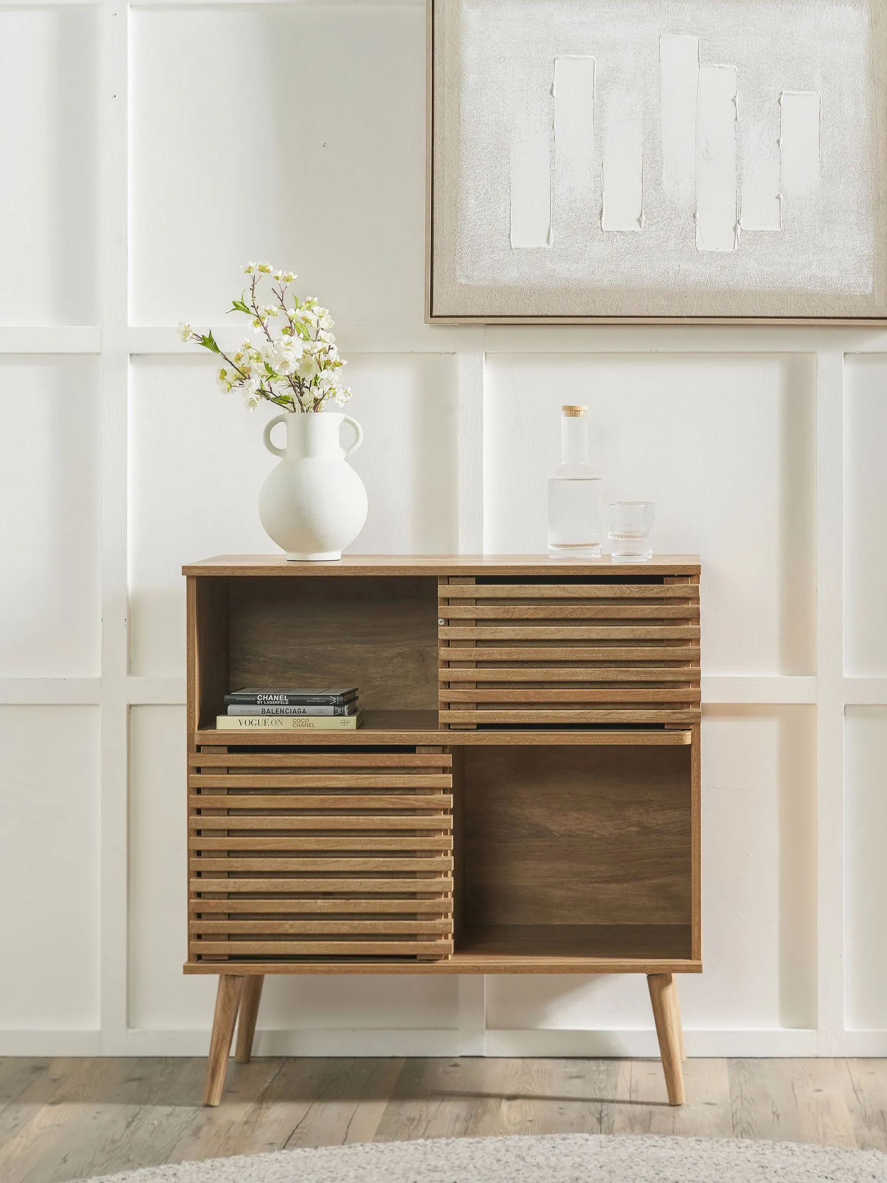Pacific Natural Larvik Wood 2 Door 2 Shelf Unit